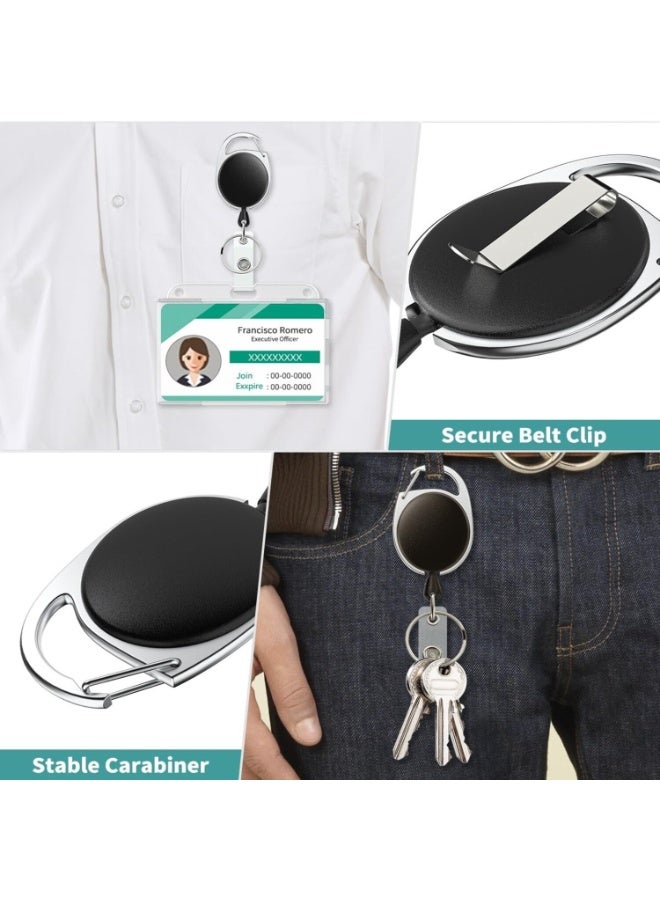 LYNLYN 4 Pack Horizontal Badge Holders with Retractable Badge Reels, Clear ID Card Holder with Thumb Slot and Carabiner Clip, Heavy Duty Protector for IDs, Credit Cards, Driver’s Licenses, and Passes - Image 5